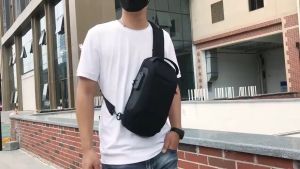 New Multifunction Patent Leather Chest Bag Simple Sports Casual Messenger Bag Sling Bag Messenger Bag Leisure Motorcycle Men bags Mens Motorcycle Bag Shoulder Bag Trend Travelling Bag Sale Waterproof High Capacity USB Charging