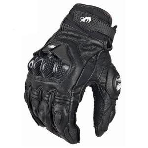 Mens 4 Season Driving Supertech Black Motorcycle Leather Gloves Racing Glove Motorbike DirtBike Cowhide Racing Bike Knight Touch