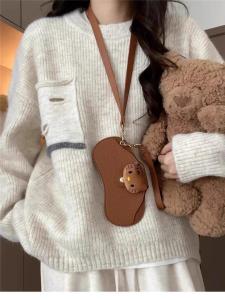 Loose Knitted Sweater Womens Autumn Winter Overhead Style Inner Wear Base Shirt Comfortable Fit round Neck Long Sleeve Top