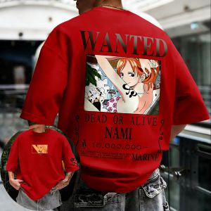 Bandai | ONE PIECE Anime Nami Printed Cotton T-shirt 2026 Summer New Mens and Womens Loose Casual Street Hip Hop Short Sleeved Top