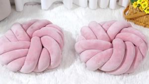 Large Knot Pillow Ball Velvet Round Decorative Throw Pillow for Home Bedroom Couch Decor Office - Soft Knotted Cushion Christmas