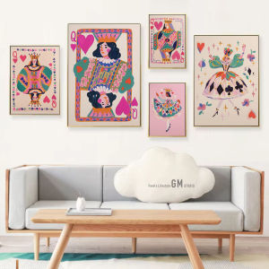 1pc Colorful Queen of Hearts Playing Card Art Poster Fashion Minimalist Playing Card Teenage Trend Home College Style Dorm Decor