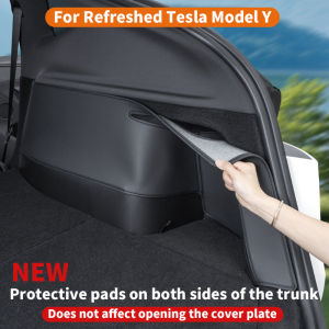 For Refreshed Tesla Model Y anti kick pads on both sides of the trunk and suede protective pads on the trunk. 2-piece set