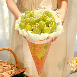Creative Gift Valentines Day DIY Ice Cream Cone Fruit Grape Bouquet Packaging Paper Material for Girlfriend Qixi Festival