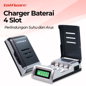 Charger Baterai Taffware 4 Slot AA AAA NiCD NiMH LCD Display Fast Charging OMBT4UBK