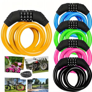 Bike Locks CableAnti Theft Bicycle Lock Chain4 Digit Security Resettable Bike Combination Coiling Without Mounting Bracket