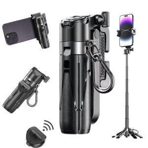 3-in-1 Wireless Selfie Stick with Aluminum Alloy Extendable Phone Holder USB Rechargeable Portable Vlogging & Photography Accessory