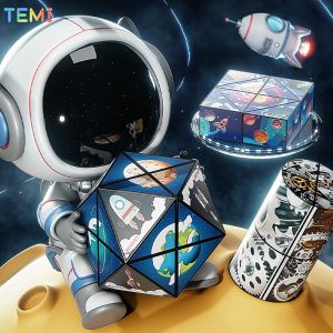 TEMI Magic Cube Rubiks Cube Stress Relief Toys for Toys Education Infinite Rubiks Cube  Space Unlimited Dinosaur Astronaut Space Cube