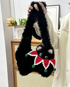 Cute Cat Plush Crossbody Bag Single Shoulder Shopping Portable Mobile Phone Coin Wallet Small Size Casual Style for Youth