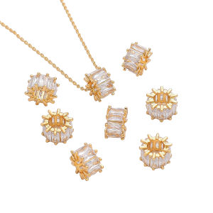 10x6mm 1pc/bag 14K Copper Micro Inlaid Zircon Spacer Beads Pendant for DIY Necklace Jewelry Making