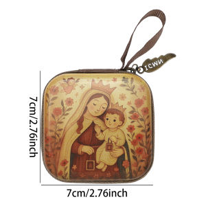 Religious Art Iron Rosary Case Jewelry Storage Bag Mini Portable Jewelry Organizer Jewelry Storage Box