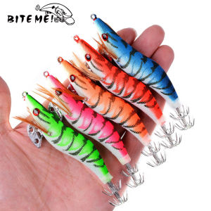 1pcs Hard Shrimp Fishing Lure For Squid Hook/Jigs 2.0#/2.5#/3.0# Cuttlefish Sea Bass 3D Eyes Hard Simulation Luminous Wood Baits