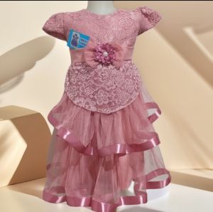 Dress pesta ulang tahun anak perempuan brokat 2 5 tahun tangan pendek