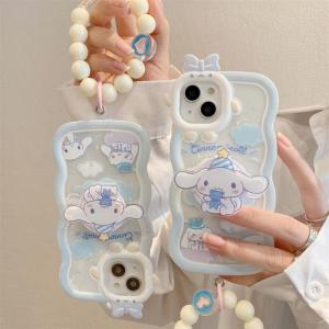 Kawaii Sanrio Cinnamoroll Phone Case F with Bracelet Bracket Stainless Steel Cute Cartoon Style Mobile Phone Protective Cover