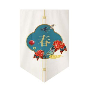 Màn Cửa Hình Mèo May Mắn Múa Lân Trung Quốc Cờ Tam Giác Rèm Ngăn Phòng Nửa Kín Trang Trí Nhà Cửa Thẩm Mỹ Chất Liệu Vải Lanh Cotton Chống Thấm Nước
