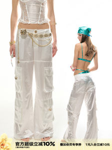 Original Design Summer Glitter Acetate Workwear Long Pants Platinum Wide Leg Womens Slimming High Quality Casual Trousers