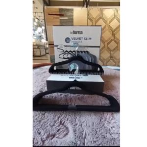 Hanger Baju Slim Bahan Plastik Velvet Beludru Plus Notch Mewah Elegan WMO IF5045