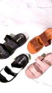 Sandal Slip On Tali Dua Model Gesper Import Bahan PVC 8891-1