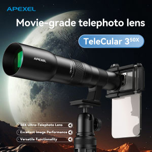 APEXEL 50x UltraTelephoto Lens Universal Phone Professional Telescope Lenses with Metal Tripod for Travel Camping Bird-watching