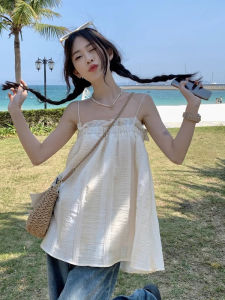Áo Ba Lỗ Không Tay Màu Trắng Cho Nữ Mùa Hè Phong Cách Hàn Quốc Nhẹ Nhàng Cho Học Sinh Viền Hoa Áo Phông Pure Desire