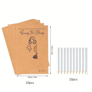 Guess The Dress Game Kraft Paper Cards Bridal Shower Drawing Game Cards With Pencils for Bachelorette Wedding Party Supplies
