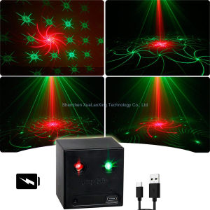 Rechargeable Battery R&G Laser Projector Disco DJ Light 64 Patterns Dance Bar Party Car Effect Christmas Decorate Stage Lamp E01
