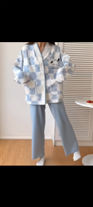 GD Korean Womens Pajamas long sleeves M-2XL loungewear comfortable cotton pajamas terno for woman