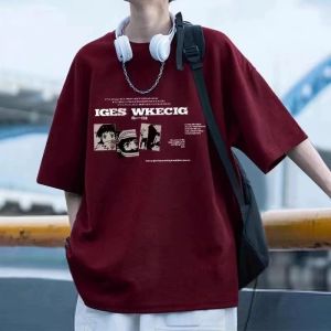 Summer New Style Retro American Cotton Short Sleeve T-Shirt for Men Youth Fashion Breathable Comfortable round Neck Top