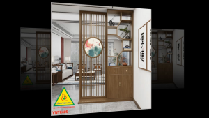 Vách ngăn phòng khách vách ngăn tủ kệ bằng gỗm bình phong tranh VNTK405 - NỘI THẤT LẮP RÁP VIENDONGADV
