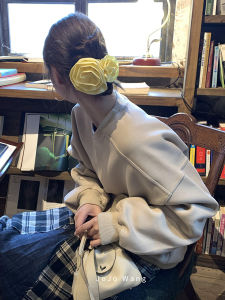 ริบบิ้นผ้าลายดอกกุหลาบสีสันสดใสระดับไฮเอนด์สำหรับผู้หญิง ริบบิ้นผมสไตล์หรูหรา ริบบิ้นผม ริบบิ้นผม ริบบิ้นผม