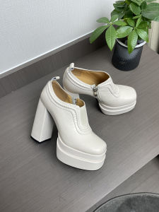 DE LI Womens High Heels Comfortable Waterproof Platform No Fatigue Thick Heel Deep Mouth Single Shoes Heightening Shoes