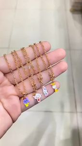 Kalung Set Anak Emas Asli Kadar 700 70 16K Boneka Ice Cream Giraffe Hello Kitty Bear Bayi Baby Tanggung Balita