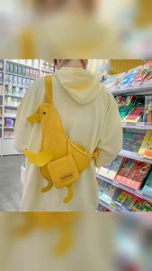 1Pcs Cute Funny Duck Shape Canvas Bag Women Girls Korean Style Novetly Duck Shoulder Bag for Outdoor Hiking Travel Daily Commute