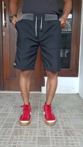 Celana Pendek Chino Pria Rib Rip Cinos Cino Chinos Katun Pinggang Karet Melar Tali Kolor Cowo Cowok Laki Dewasa Warna Hitam Mocca Moka Abu Krem Cream Terbaru 2023