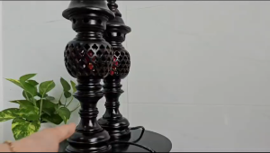 Cặp đèn để bàn thờ gỗ màu đen cặp đèn tổ ong hàng mới -  cao 34cm - 41cm- 48cm