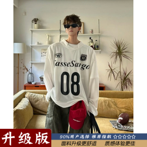 American Baseball Style Long Sleeve T-Shirt Mens Outdoor Ice Hockey Sweatshirt Spring Autumn Retro Sportswear Trendy Brand
