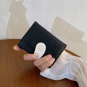 กระเป๋าสตางค์หนัง PU สำหรับผู้หญิง กระเป๋าใส่เหรียญแบบพับได้บางเฉียบ ดีไซน์เก๋ไก๋ กระเป๋าสตางค์หนังสัมผัสเนื้อนุ่ม