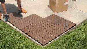 New Elegant Outdoor Deck Tiles Waterproof PE Composite Wood Board 30x30cm 24-Hour Se Seller