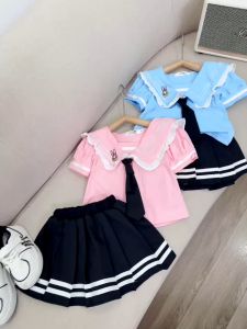 Váy bé gái sét váy học sinh áo cotton cà vạt đen 12-34kg