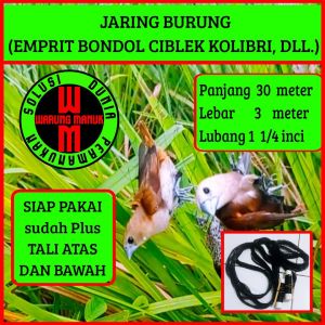 Jaring burung pipit 30x3 m. Jaring burung pleci. Jaring perangkap burung kolibri Jaring burung emprit Jala burung bondol Perangkap burung sawah Jaring burung canary Jaring burung Prenjak Jala perangkap burung ciblek Jaring burung gereja. Jaring siap pakai