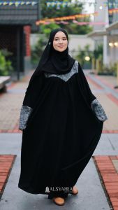Alsyahra Exclusive Abaya Gamis Syari Haya Gaza Kombinasi Dress Jumbo Mewah