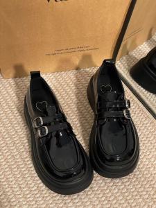 Retro British Style Womens Loafers Spring 2025 New Student Korean Version Versatile College Thick Bottom Flats Fashionable round Toe Rubber Outsole