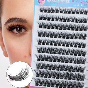 Self-Adhesive Eyelashes 120 Pieces of Self-Adhesive Eyelash Clusters Press-On Eyelashes 10-16mm Wispy & Natural Cluster Easy for Beginners to Use No Need to Press the Eyelashes More Comfortable and Stronger