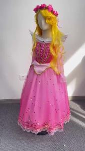 Girl Pink Dress Aurora Kids Cosplay Costume Princess Deluxe Outfit Children Birthday Party Elegant Ball Gown Fairy Disguise Sets