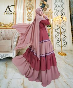 gamis syari atika series (MOM) DARI AC COLLECTION BAHAN CERUTY ARMANY PRINTING DIGITAL premium