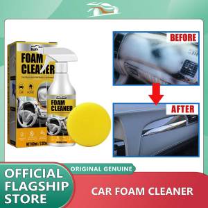Rayhong 60ml Car Foam Cleaner Spray Auto Ceiling Leather Seat Cleaner Stain Removal Spray With Sponge Car Interior Accessories Multi-Purpose Foam Cleaner Rust Remover Cleaning Car Leather Seat Car Interior Accessories Home Kitchen Cleaning Foam Spray