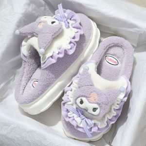 BAIMUQINGCHEN | Cute Winter Outwear Cotton Slippers with Thick Sole and Fuzzy Design
