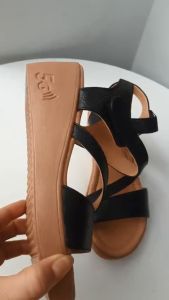 Giày xăng đan nữ đế bằng da bò thật cao cấp VI VI .Đế cao 5 phân êm nhẹ