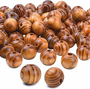 6/8/10/12/14/16/18mm DIY Natural Ball Round Stripe Spacer Wooden Beads Lead-Free Wooden Balls Loose Ball Beads Big Hole