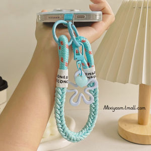 สร้อยคอโทรศัพท์แบบสั้น จี้รูปดอกไม้ห้าแฉก จี้รูปหัวใจ สายไนลอนทอ ปลอกโทรศัพท์มือถือ หัวเข็มขัด กระเป๋าใส่กล้อง ของตกแต่งโทรศัพท์